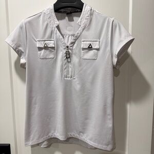 Jamie Sadock golf shirt in white with silver accents size L